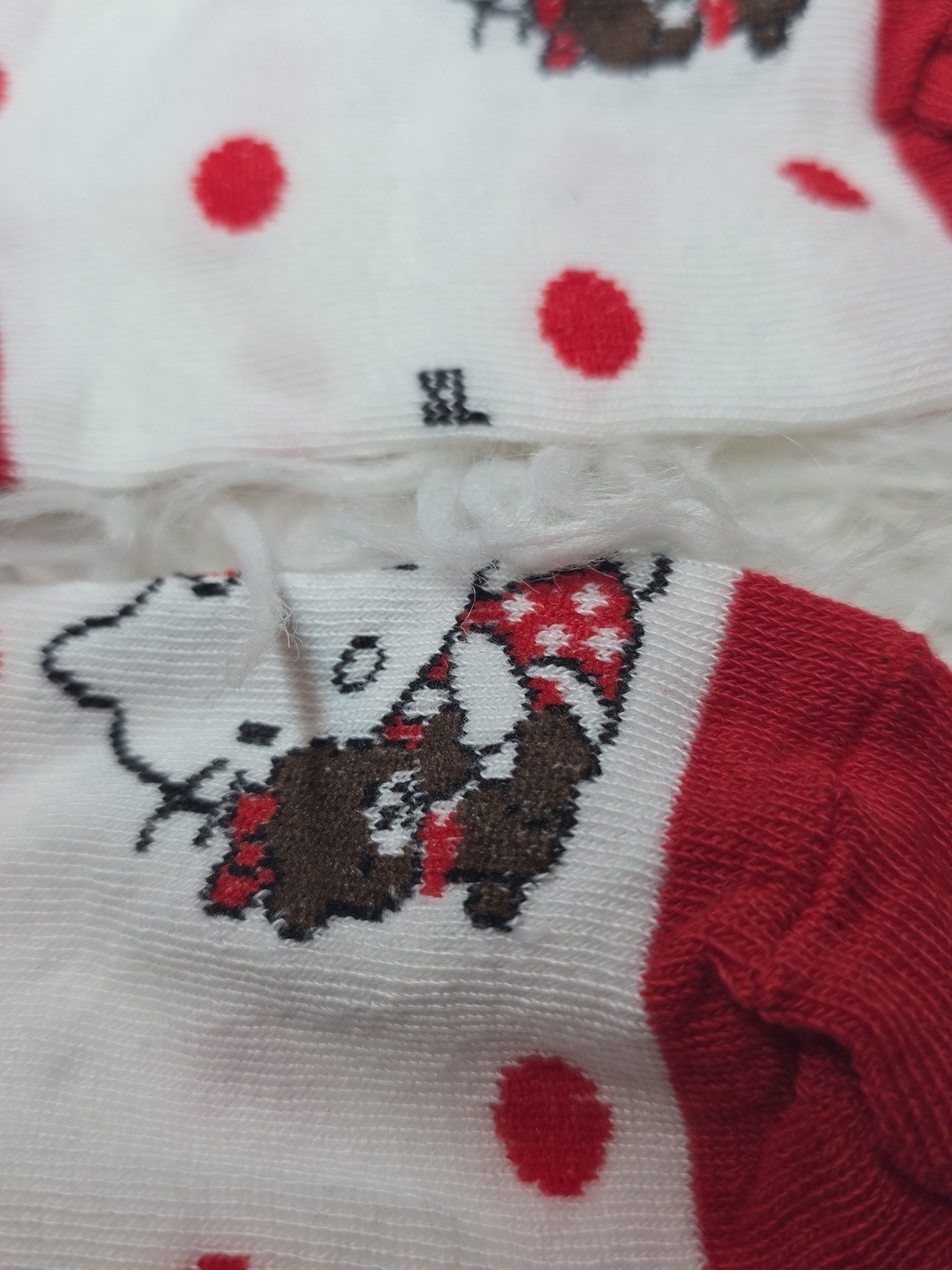 White & Red Kids Character Polka Dot Crew Socks - Picture 2 of 3